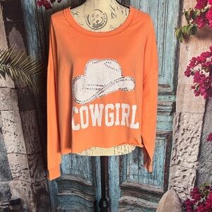 Peach Love California Orange cropped Cowgirl graphic sweatshirt NWOT, size L & M